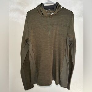 KJUS Liam Hooded Half Zip Merino Wool Blend Green XL Technical Stretch NWOT